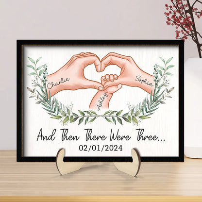And Then There Were Three - Personalized Wooden Plaque - Gift for New Mom, New Dad