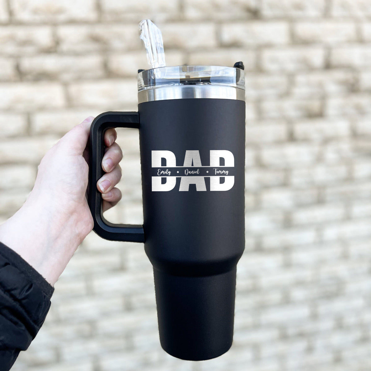Dad With Kids Name - Personalized 40oz Tumbler - Gift For Father, Father's Day, Birthday Gift