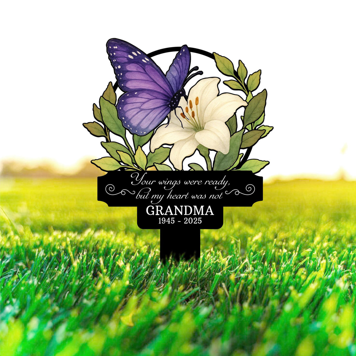 Custom Butterfly Memorial Garden Stake Metal, Loss of Grandma, Mother's Day Bereavement Gift, Grandma Memorial Yard Stake, Nana's Blessings