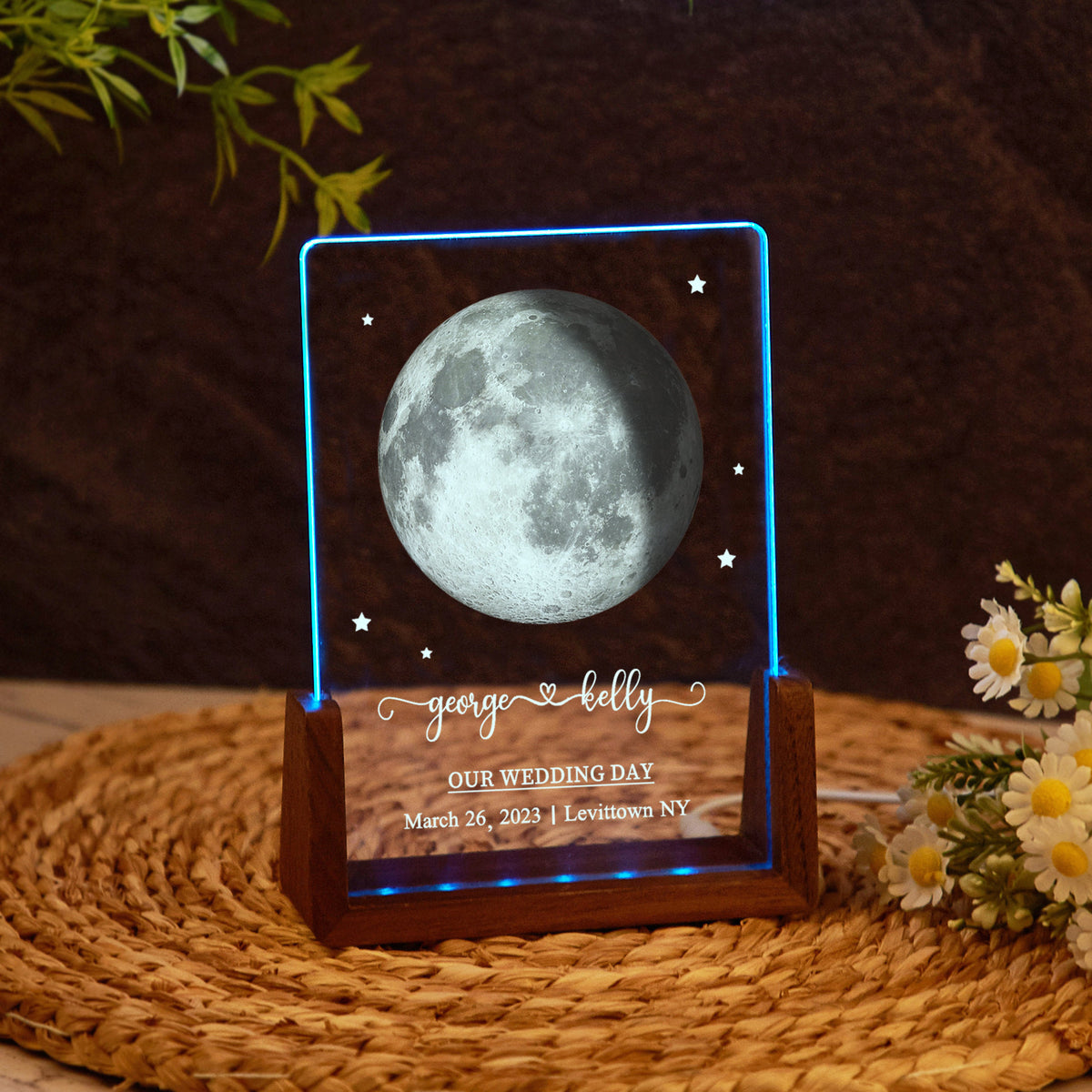 Personalized Night Light with Moon Phase, Couple Gifts, The Night We Met, Custom Moon Phase Light, Acrylic Night Light, Anniversary Gifts