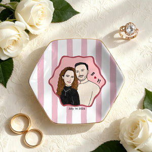 Custom Engagement Ring Dish, Personalized Proposal Portrait Ring Dish, Engaged Jewelry Tray, Trinket Tray for Couples, Engagement Gift