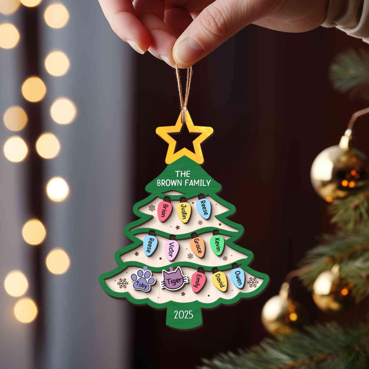 Personalized Family Tree Ornament 2025, Custom Family With Pet Ornament, Large Family Ornament, 2025 Christmas Ornament, Christmas Gifts
