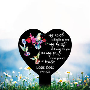 Personalized Memorial Stake Acrylic, Hummingbird Stake, Heart Garden Stake, Sympathy Sign, Memorial Plaque, Grave Marker, Garden Decor