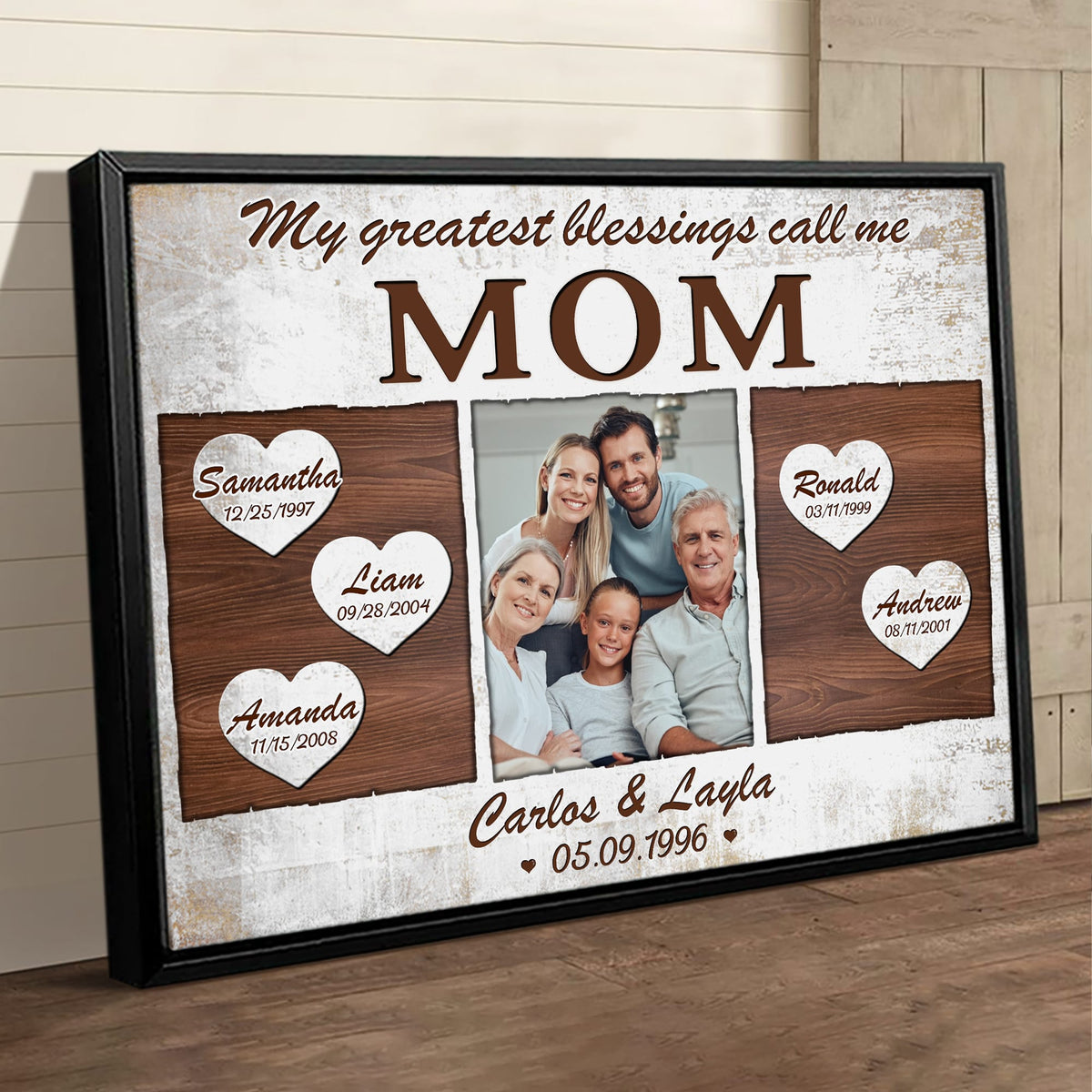 My Greatest Blessings Custom Family Photo - Personalized Canvas - Family Wall Art Decor, Gift For Mother
