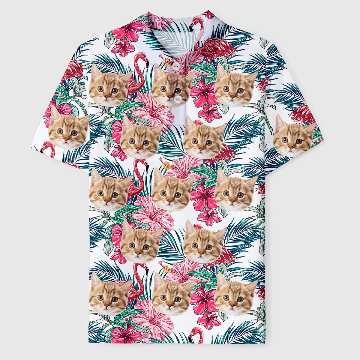 Personalized Hawaiian Polo Shirt with Face, Custom Photo/Logo Polo Shirt for Men, Custom Face Shirt, Custom Short Sleeve, Gift for Dad