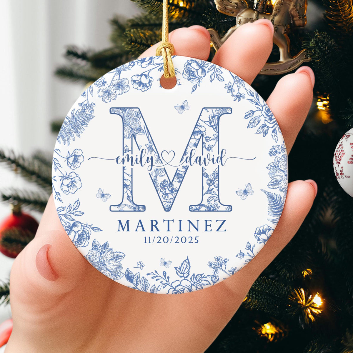 Personalized Couple Name Ornament, Engagement Gift, Custom Family Name Ornament, Wedding Gift For Couples, Newly Engaged, Anniversary Gift