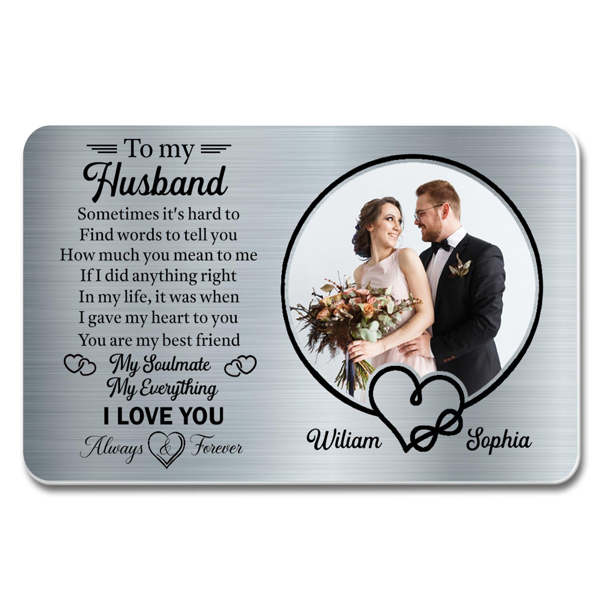 To My Husband, Sometimes It's Hard To Find Words, Personalized Wallet Card, Gift For Husband