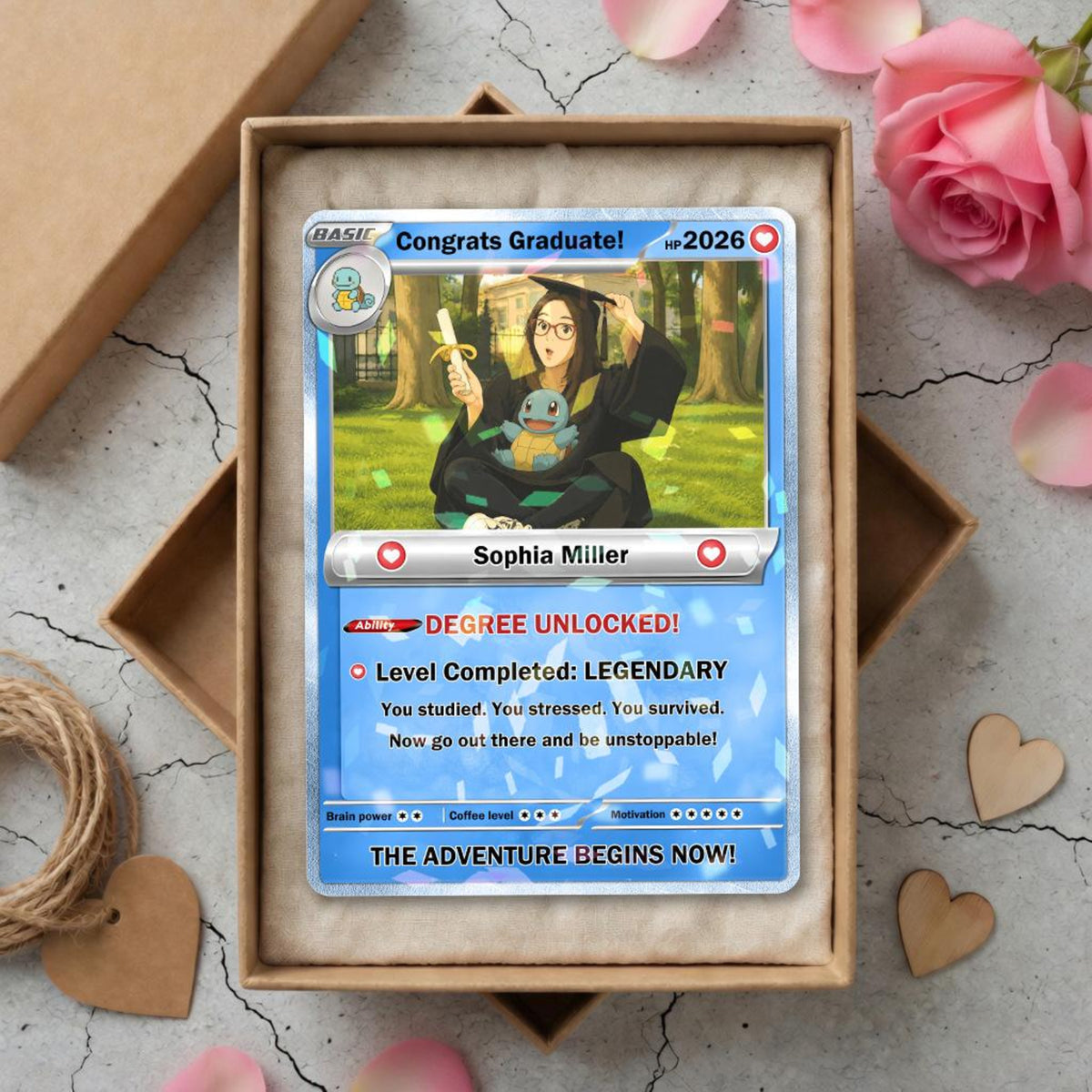 Personalized PKM Graduation Card, Graduation Keepsake, Class of 2026 Gift, Custom Trainer Card, PKM Inspired Card, Grad Gift