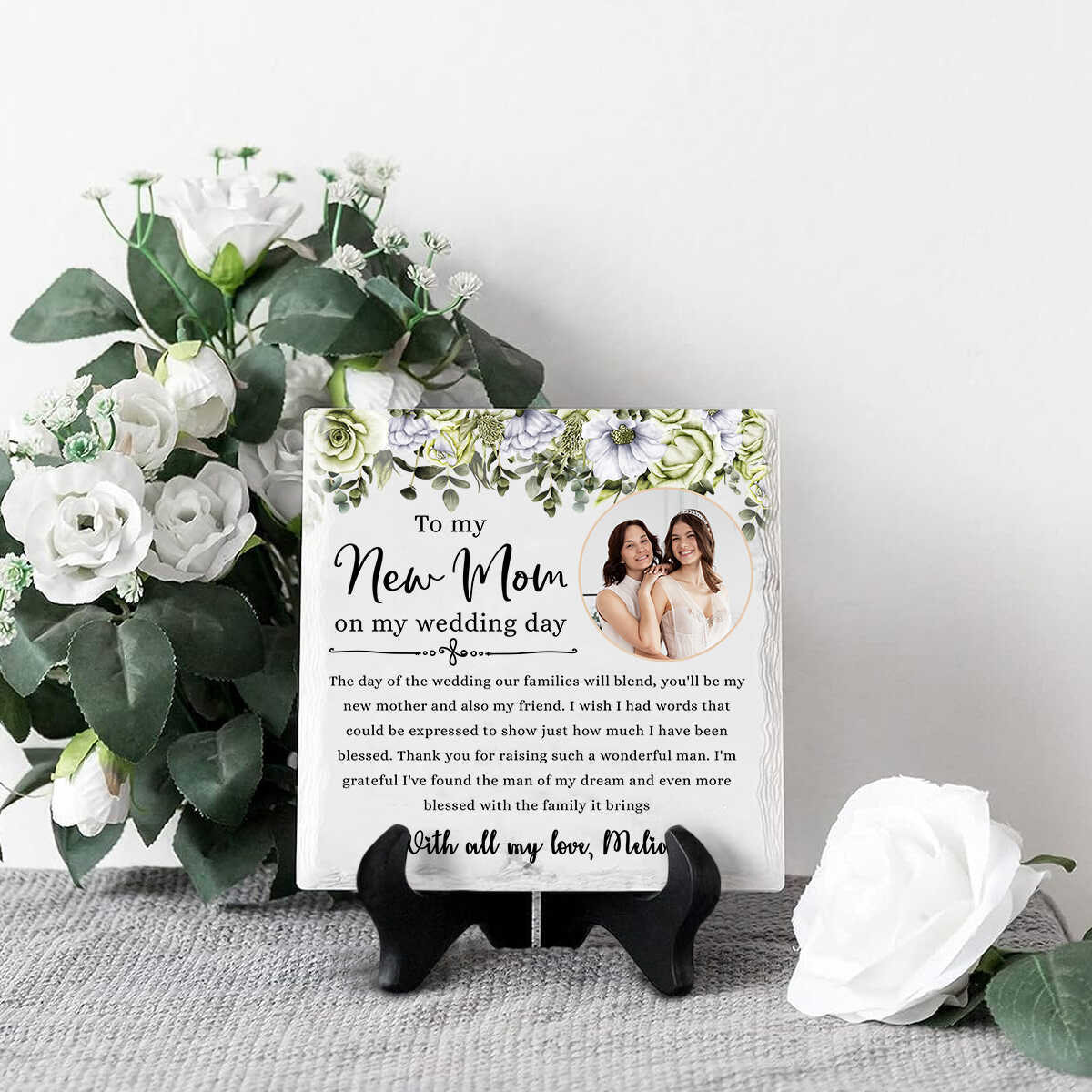 To My New Mom On My Wedding Day - Personalized Garden Stone - Gift For Mother-in-law On Wedding Day