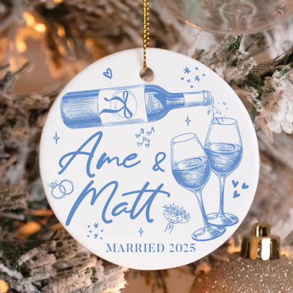Personalized Christmas Married Ornament, First Christmas Married Ornament, Custom Mr Mrs Wedding Ornament, Wedding Keepsake Gift For Couples