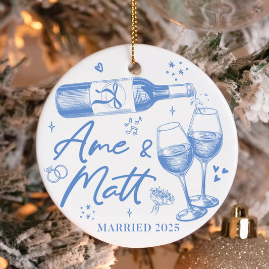 Personalized Christmas Married Ornament, First Christmas Married Ornament, Custom Mr Mrs Wedding Ornament, Wedding Keepsake Gift For Couples