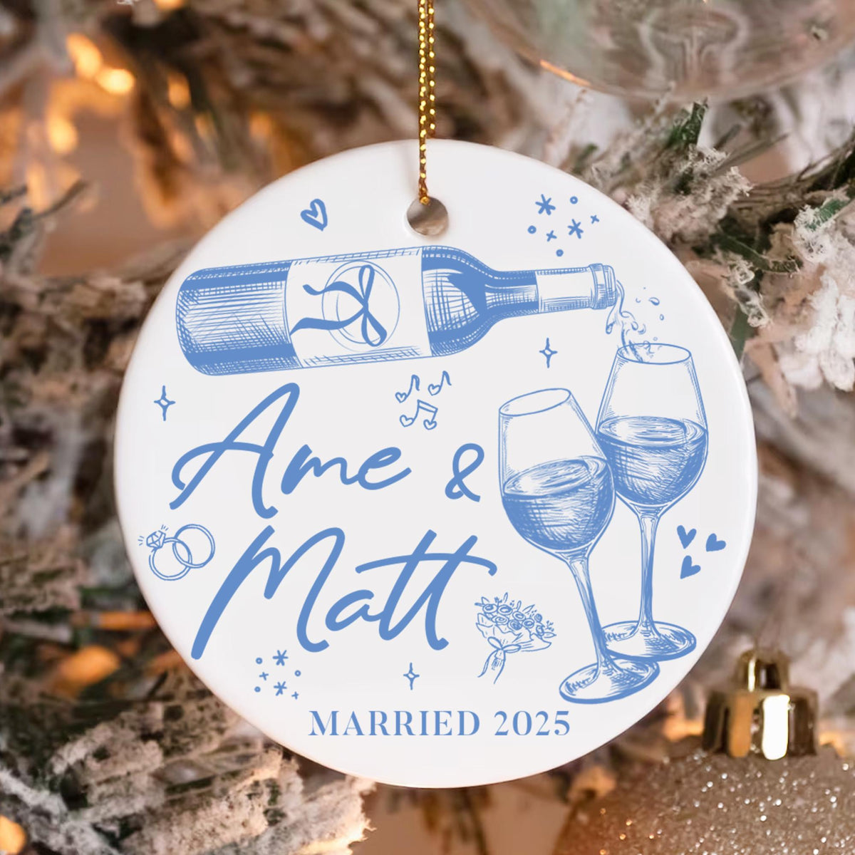 Personalized Christmas Married Ornament, First Christmas Married Ornament, Custom Mr Mrs Wedding Ornament, Wedding Keepsake Gift For Couples