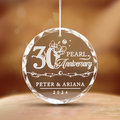 Custom Pearl Wedding Anniversary Gift, 30th Anniversary Ornament, 30 Year Anniversary Ornament, Thirty Year Christmas Gift for Husband