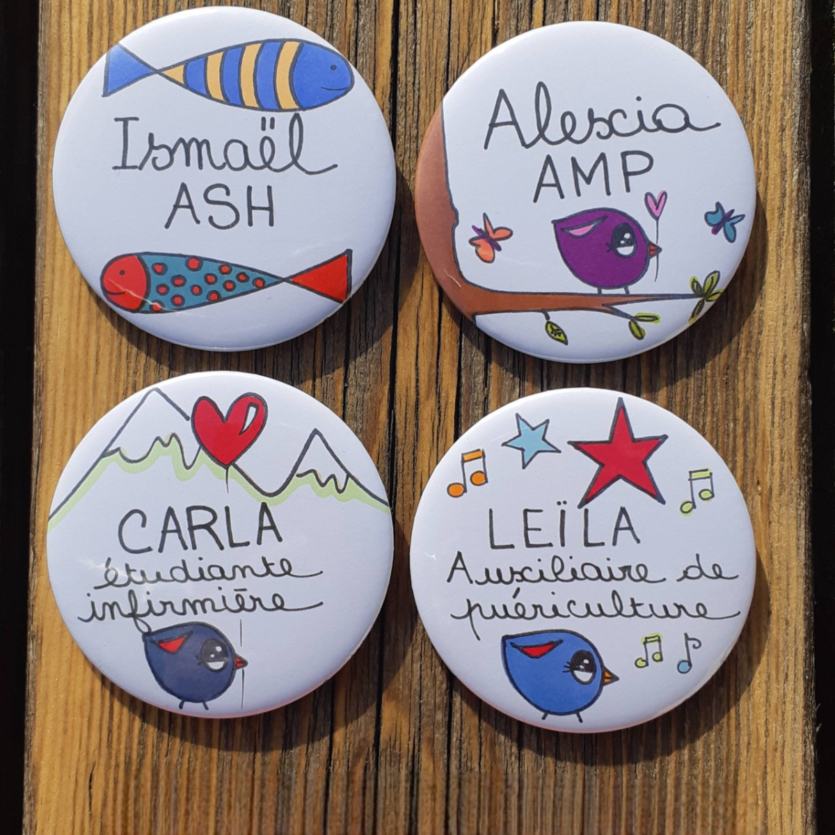 Personalized medical or non-medical Pin Buttons , For nurse, doctor, nursing assistant, secretary, ASH, assistant, pharmacy