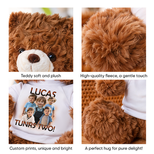 Birthday Teddy Bear Plush - Custom Photo and Name - Personalized Teddy Bear