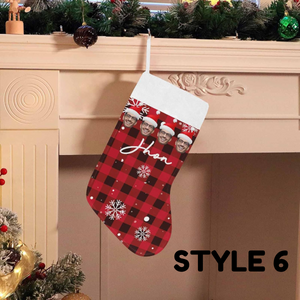 Custom Christmas Stocking with Photo Name Personalized Face Funny Xmas Stocking Gift for Family Christmas Fireplace Decoration