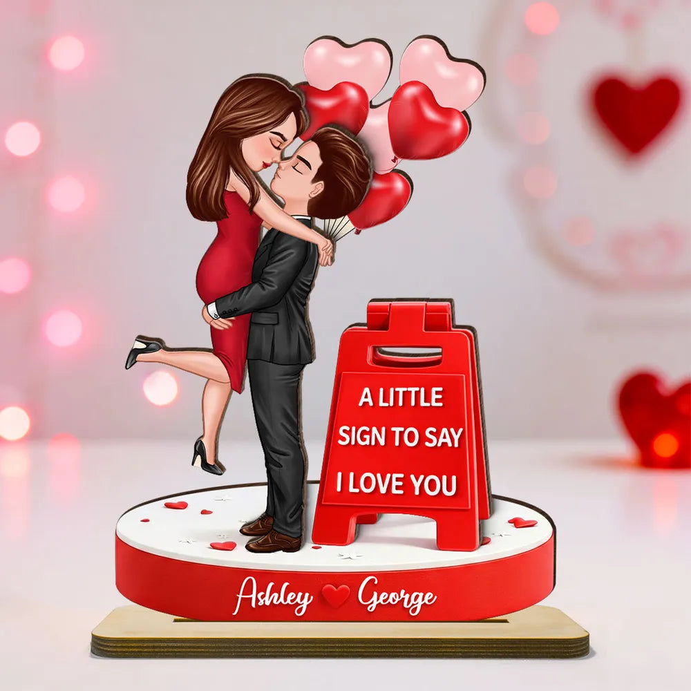 A Little Sign To Say I Love You - Personalized Wooden Plaque - Anniversary Gift, Valentine's Day Gift For Couple