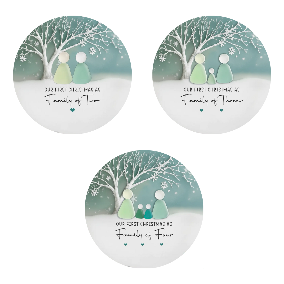 Our First Christmas As A Sea Glass Family - Personalized Ornament - Christmas Gift For Family