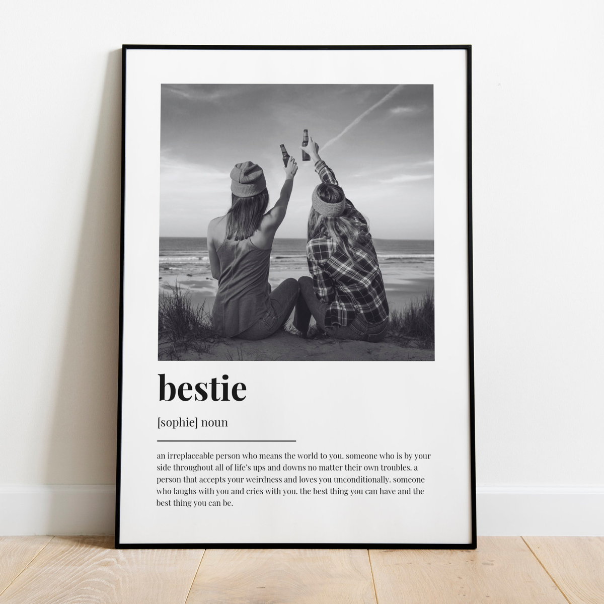 PERSONALISED BESTIE DEFINITION Canvas, Wall Art Decoration, Birthday Gift, Custom Photo Gift