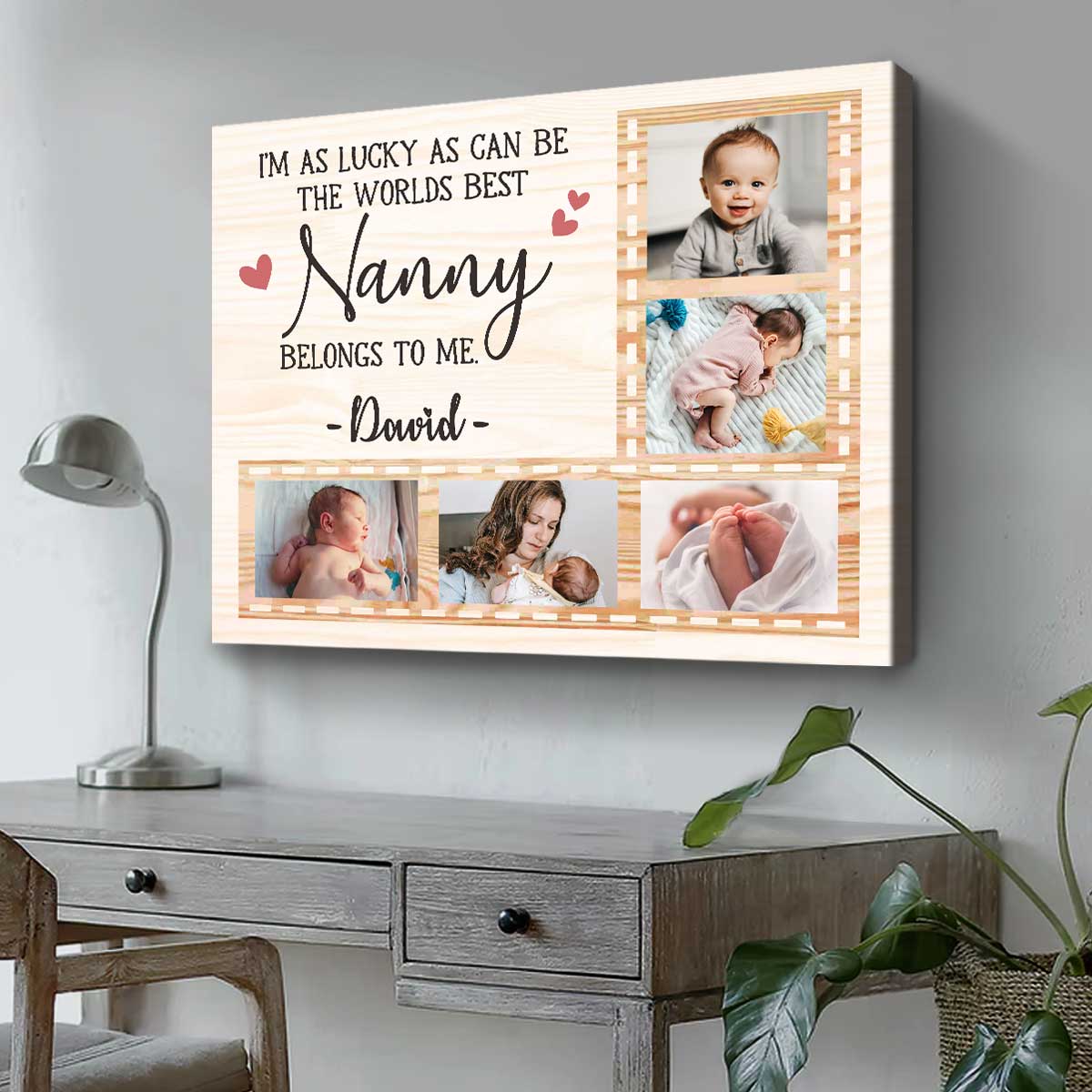 The World Best Nanny Belongs To Me - Personalized Canvas - Gift For Grandma, New Grandma, Mother's Day Gift