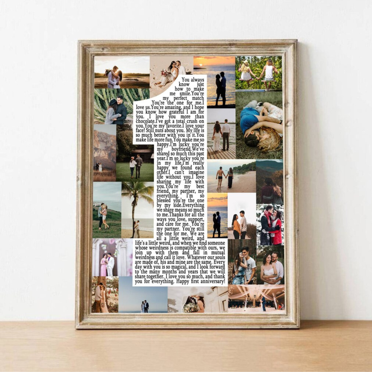 Custom First Anniversary Collage Canvas, One Year Anniversary Gifts for Couple, 1 Year Anniversary Gift for Boyfriend Girlfriend