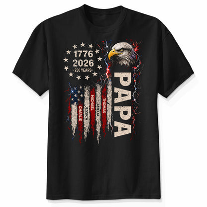 Patriotic Eagle Grandpa USA 250th Anniversary - Personalized Shirt - Father's Day Gift for Dad, Grandpa, Husband