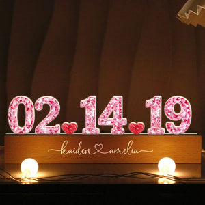 Couple Anniversary Date 3D Crystal Effect - Personalized Acrylic Block LED Night Light - Heartfelt 2026 Gift for Her, Gift for Him