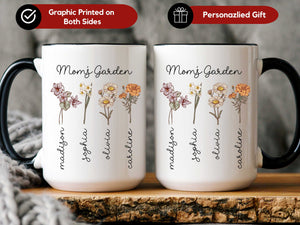 Mom's Garden Birthmonth Flowers - Personalized Mug - Gift For Mother