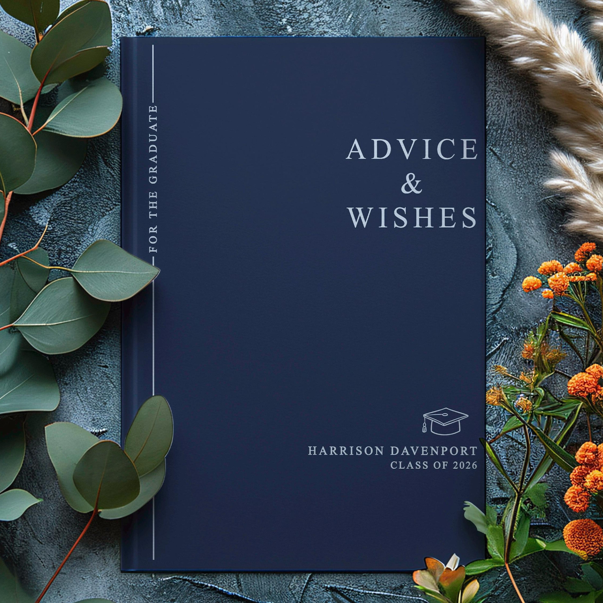 Advice & Wishes Graduation Book - Class of 2026 - Personalized Graduate Guest Book - His or Her Memory Keepsake