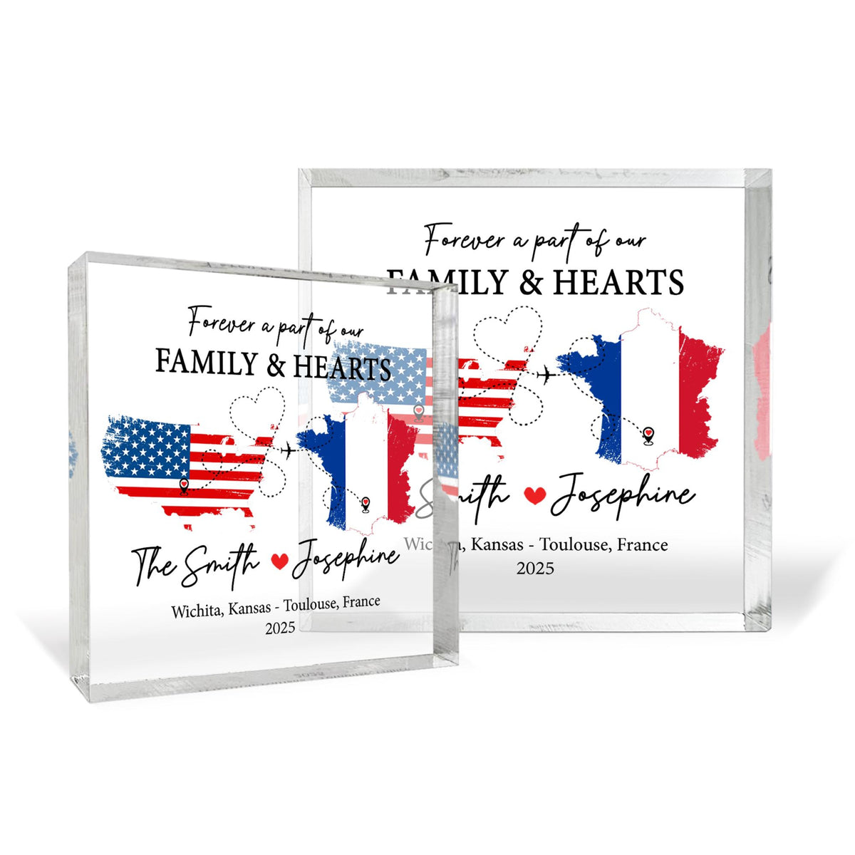 Personalized Host Family Acrylic Block, Custom Country Map, Exchange Student Gifts, Travel Memory Keepsake, Long Distance Gifts