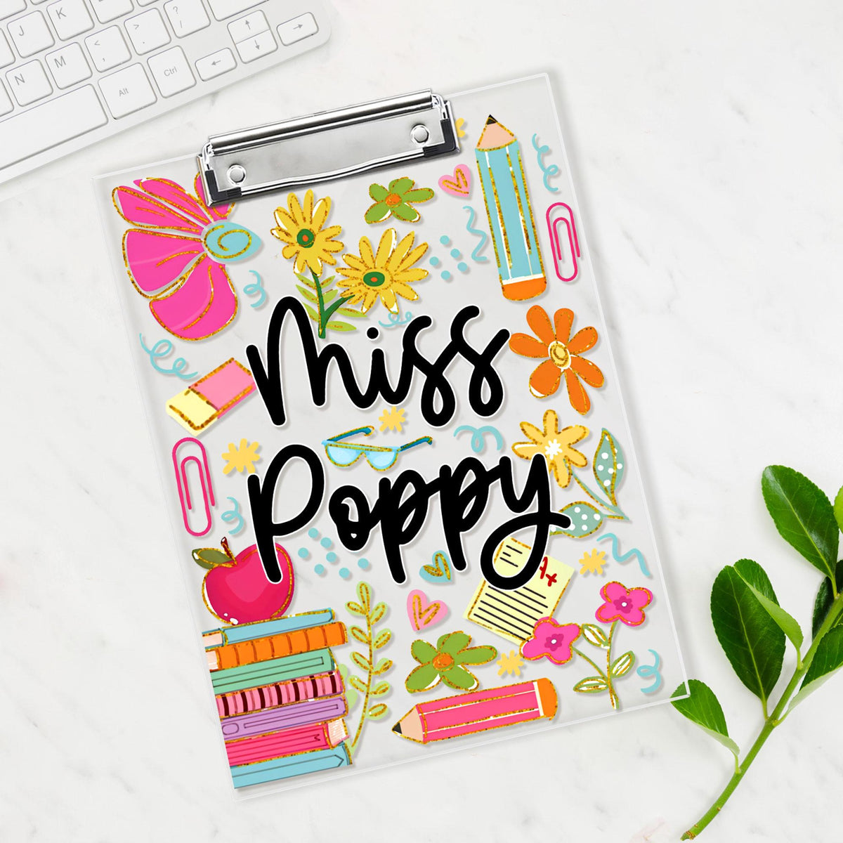 Personalized Teacher Appreciation Gift, Custom Boho Floral Teacher Clipboard, End Of Year Gift, Back To School Teacher School Supplies