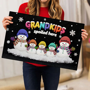 3D Effect Christmas Snowman Grandkids Spoiled Here - Personalized Doormat - Gift For Grandparents