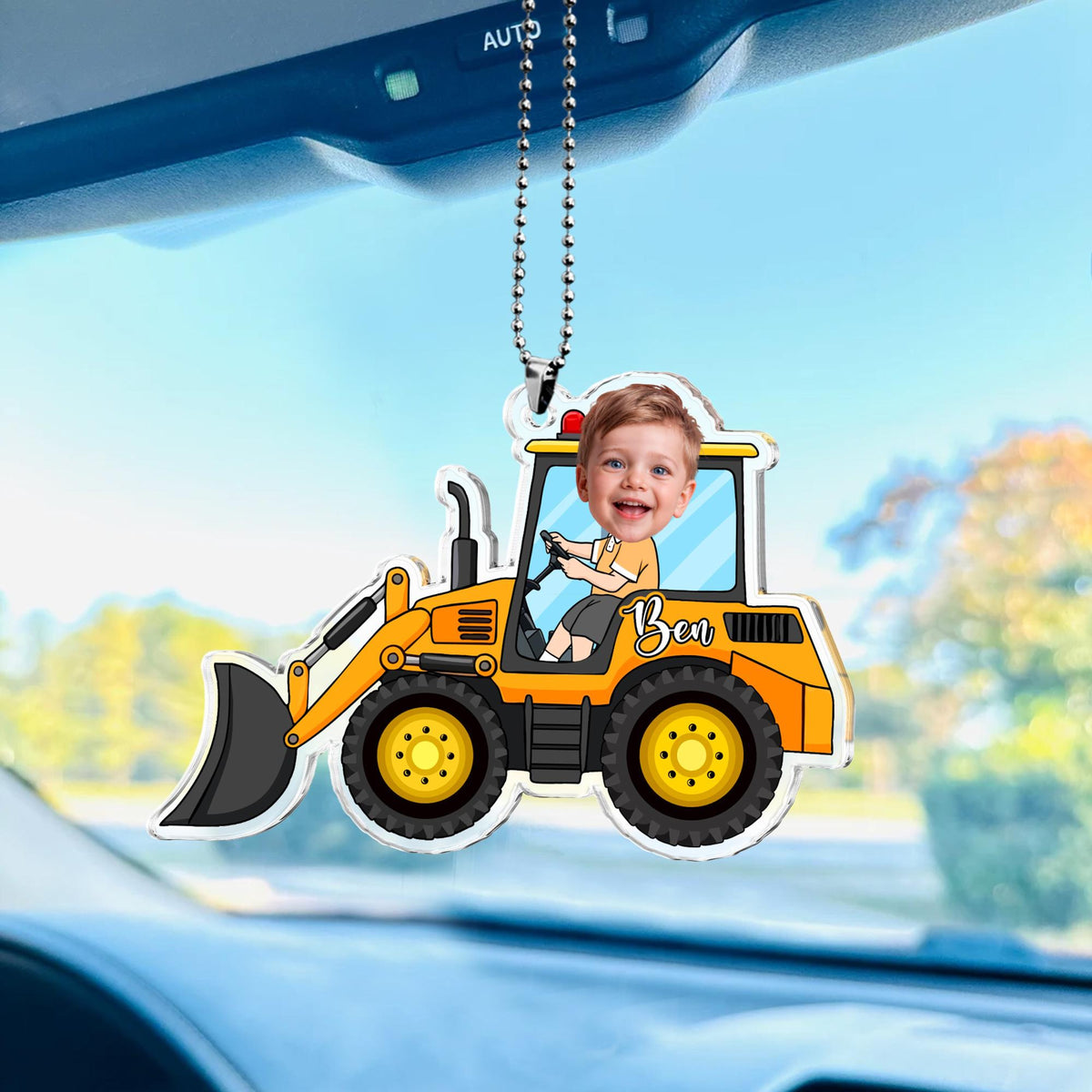 Personalized Vehicle Kids Photo Car Ornament: Custom Baby Face Sun Visor Clip, Fathers Day Gift for Dad Grandpa, Drive Safe Daddy Ornament