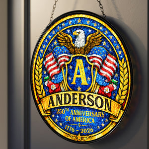 Personalized Eagle Crest Glass Suncatcher 250th Anniversary