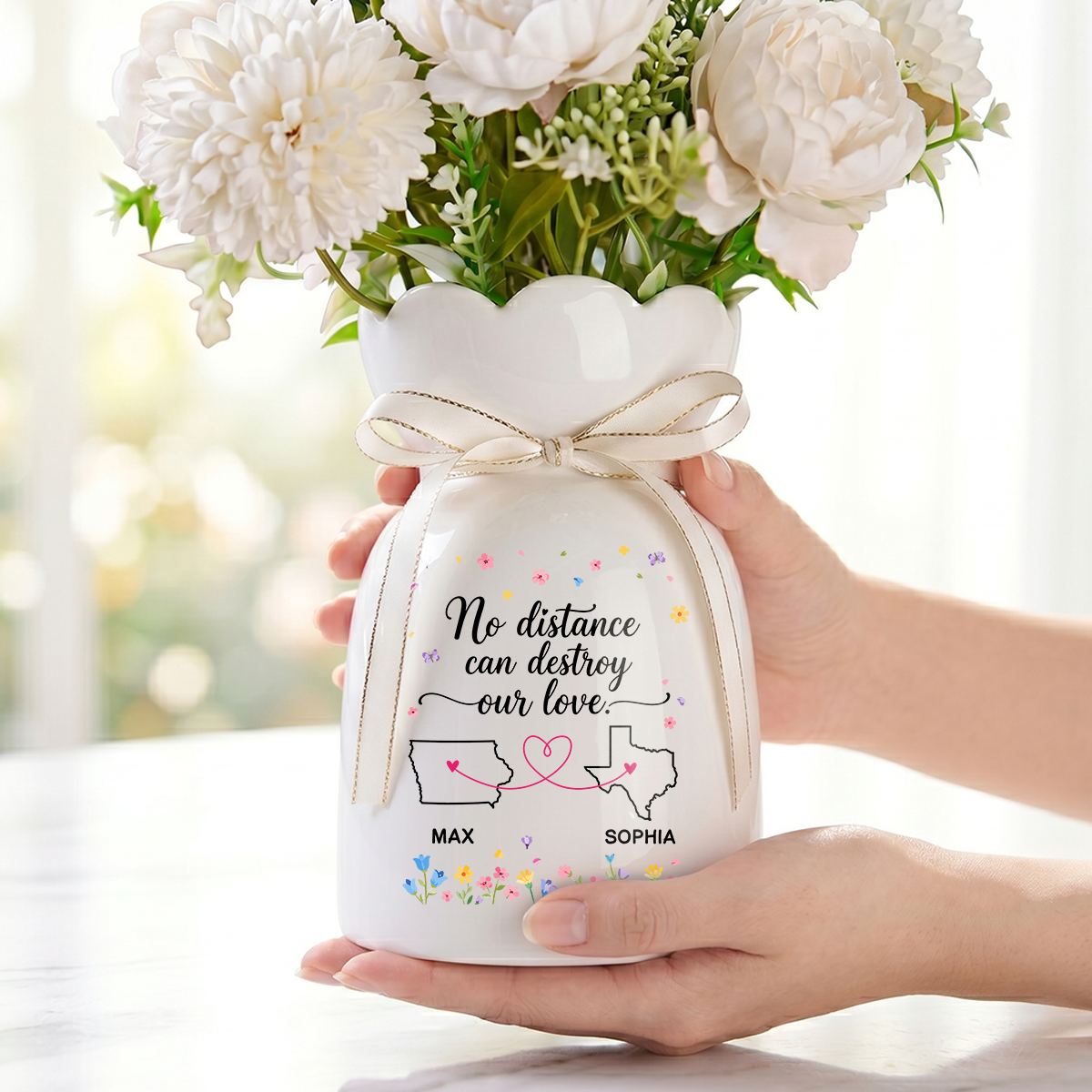 No Distance Can Destroy Our Love - Custom Photo Building Block - Personalized Building Block Keepsake