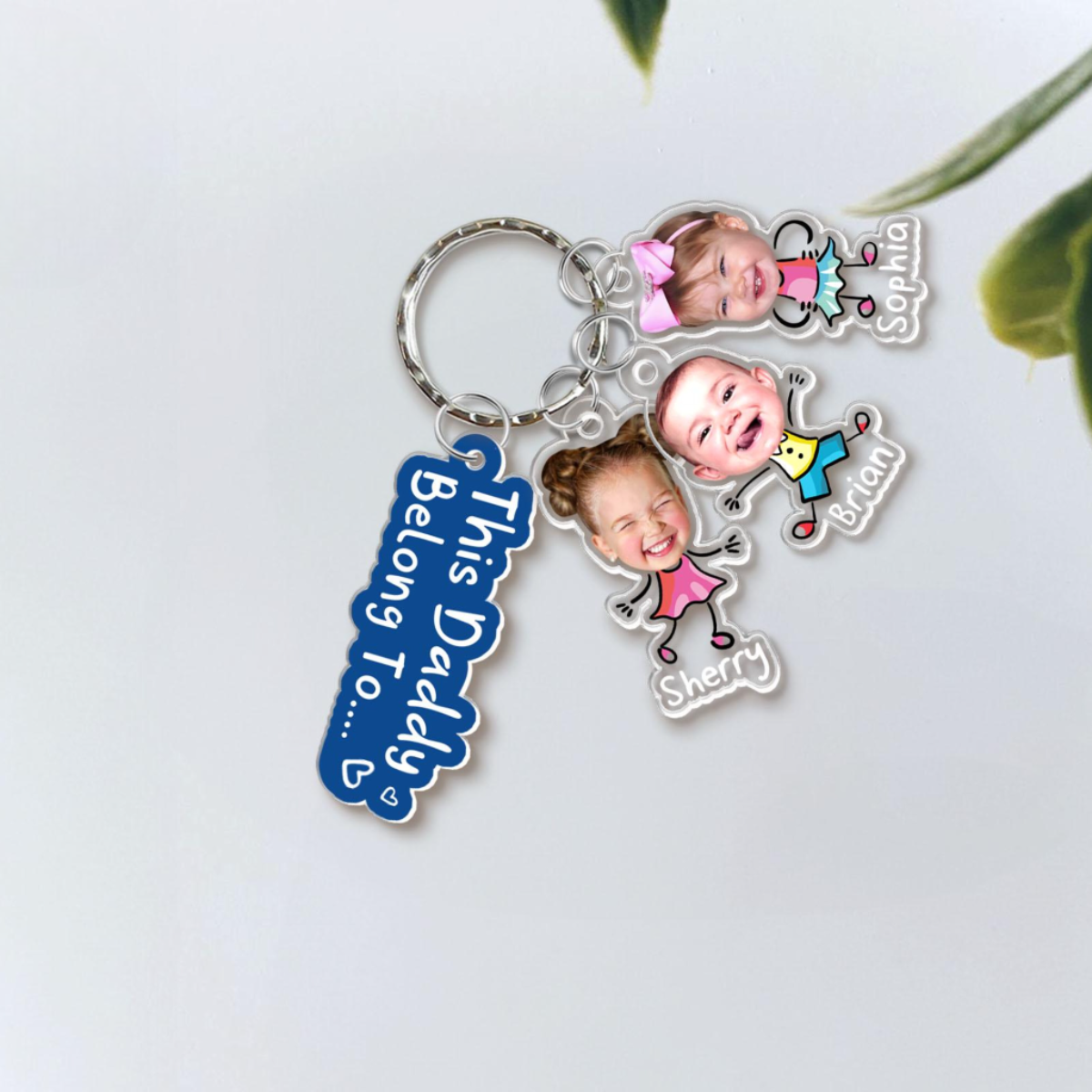 Custom Daddy Keychain With Photo Charm, Father's Day Gift for Dad, Custom Baby Face Keychain, Gift From Kids Son, Funny Baby Photo Keychain