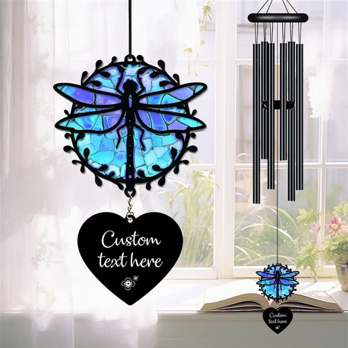 Personalized Dragonfly Wind Chime, Dragonfly Wind Chime, Dragonfly Suncatcher Wind Chime, Dragonfly Lover Gift, Memorial Wind Chime