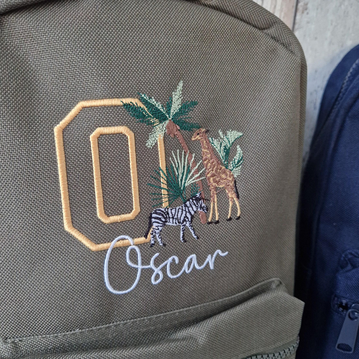 Safari Animals Backpack, Personalised Embroidered Bag, Back to School, Nursery Safari Bag