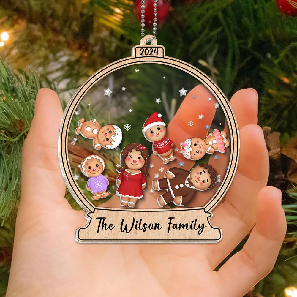 Gingerbread Cookies Family - Personalized 4D Shaker Ornament - Christmas Gift For Family