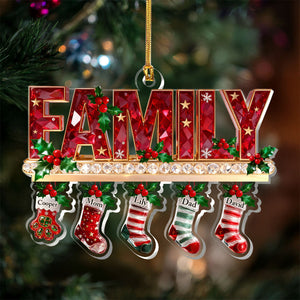 Merry Christmas 3D Crystal Effect Stockings - Personalized Acrylic Ornament - Christmas Gift For Family