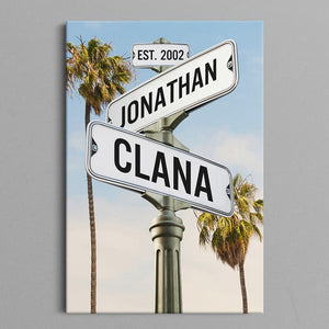 Couple Street Sign - Personalized Canvas - Gift For Couple