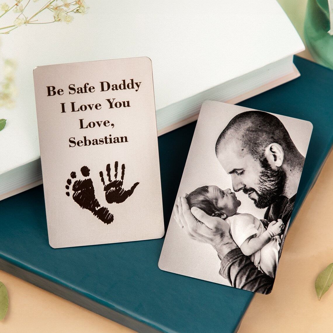 Custom first Fathers Day gift, Wallet picture card for Daddy, Daddy wallet metal insert, Personalized wallet insert gift for Daddy