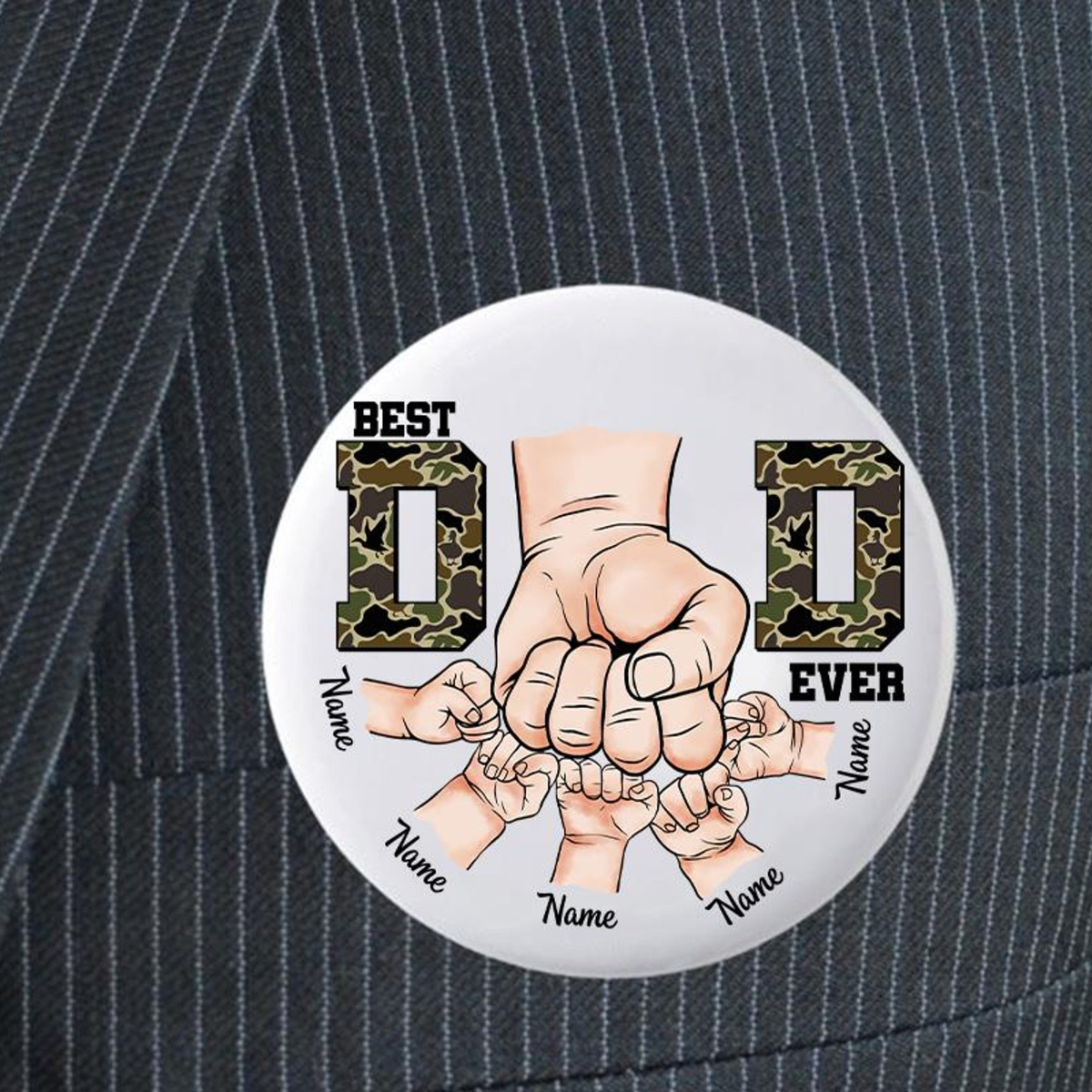Best Dad Ever Custom Hand Army Dad Custom Name Fathers Day Pin Button, Best Dad Ever Pin, Dad Gifts, Trendy Popular Cool Dad Pin