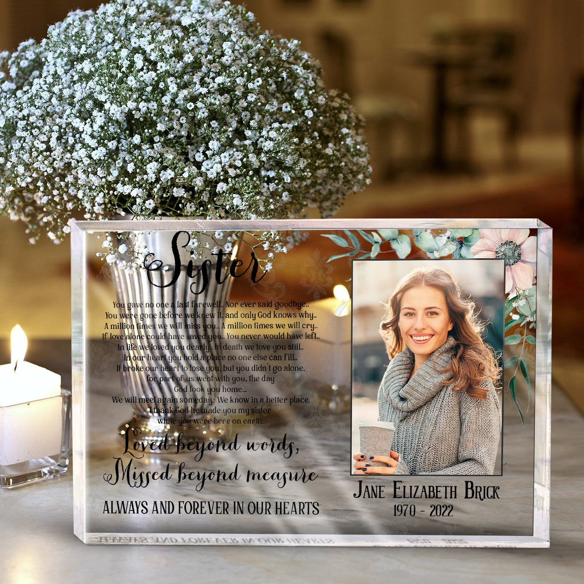 Sister I Thank God He Made You My Sister - Personalized Acrylic Plaque - Memorial Gift For Sister