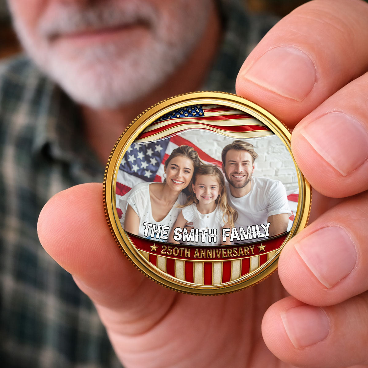 America 250 Legacy Family - Personalized Commemorative Keepsake Coin - Patriotic Gift, 4th Of July Gift For Family