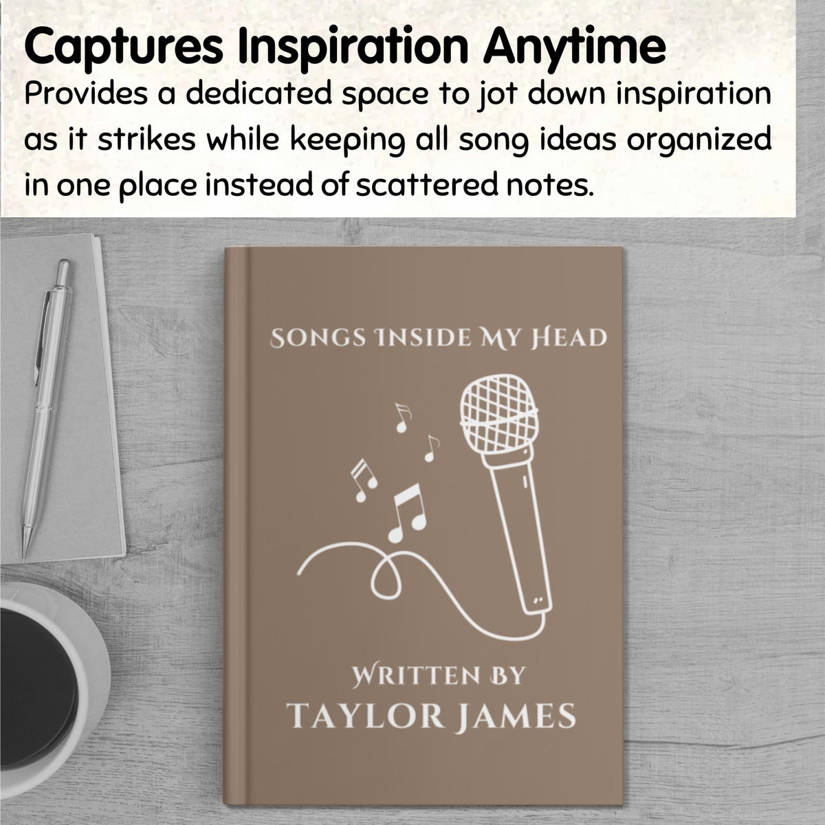 Personalized Songwriting Notebook, Gift for Songwriter, Lyric Journal for Musicians, Music Note Notebook, Music Lover Gift