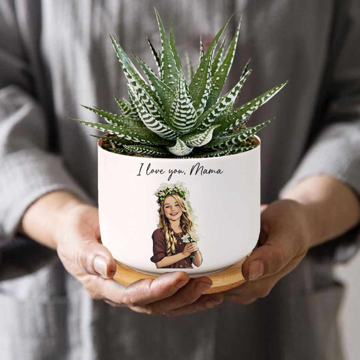 Custom Photo With Message - Personalized Plant Pot - Gift For Mom, Mother's Day, Birthday Gift
