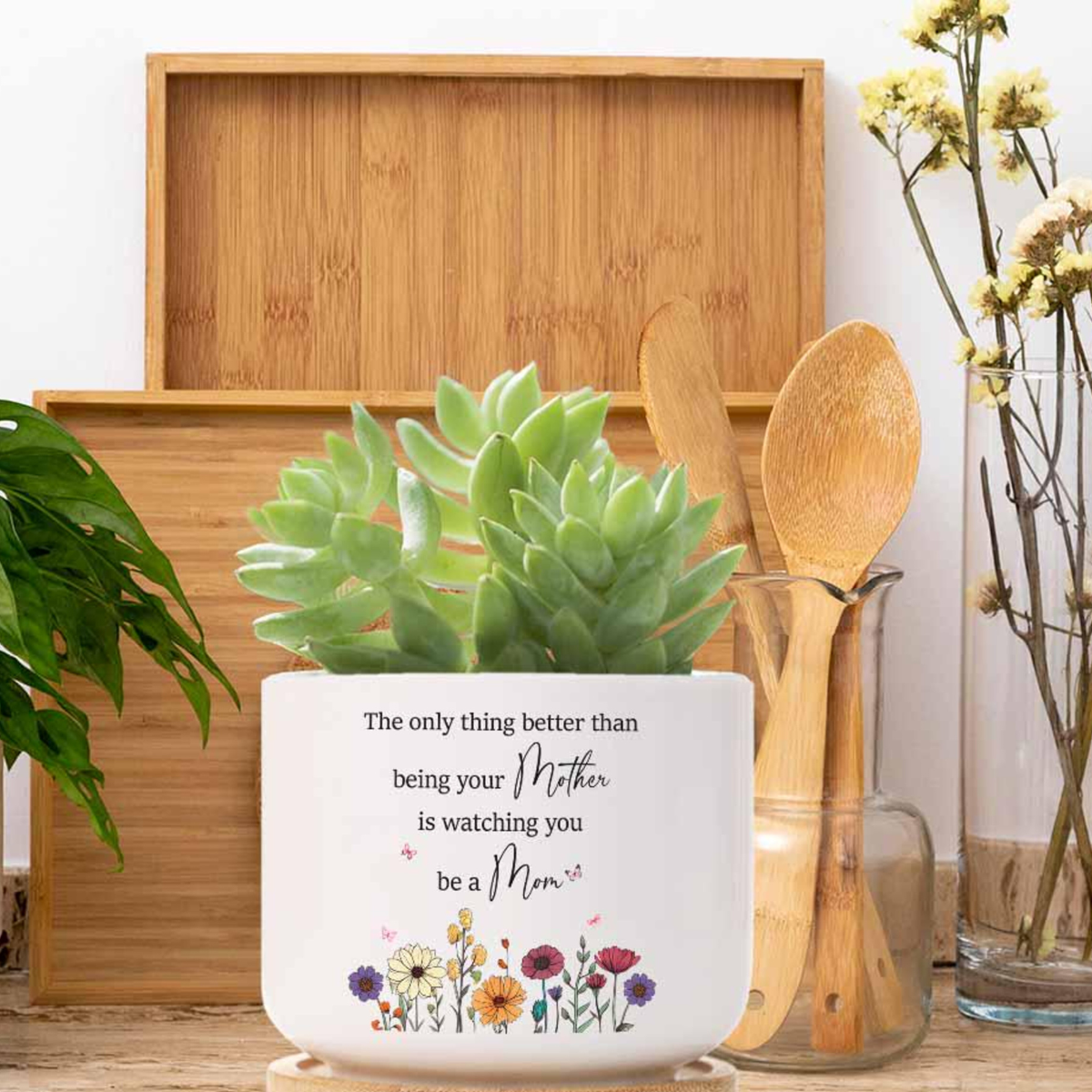 Custom Plant Pot Gift for Pregnant Daughter, Personalized Gift for Daughter, Custom Vase for Daughter, First Mothers Day Gift for New Mom