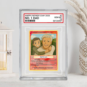 Personalized Fathers Day Gift Trading Card Style Acrylic Plaque, Grandpa, Anime Photo Acrylic Block, Gift For Dad From Kid