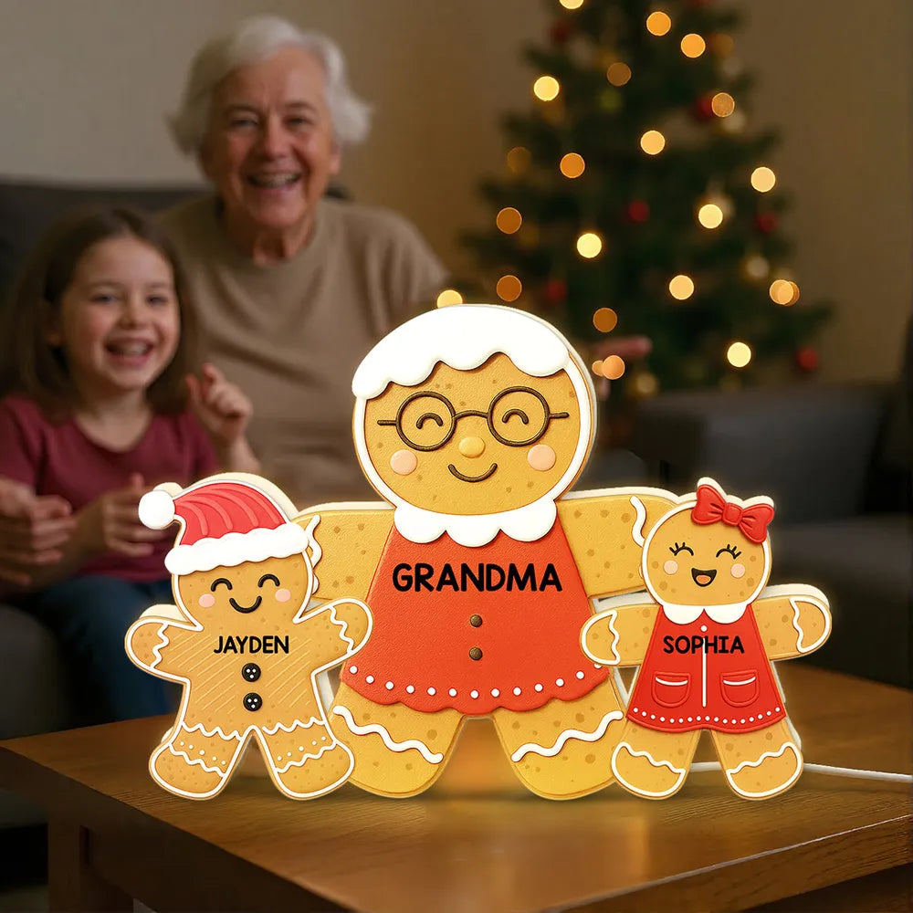 Grandma Perfect Batch Gingerbread Grandkids - Personalized Acrylic Light Box - Christmas Gift For Grandmas